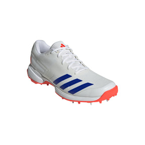 Adidas 22YDS Spike Adult Cricket Shoes 2024: Cloud White/Lucid Blue/Solar Red