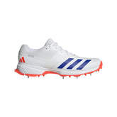 Adidas 22YDS Spike Adult Cricket Shoes 2024: Cloud White/Lucid Blue/Solar Red