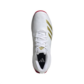 Adidas 22YDS Spike Adult Cricket Shoes: White/Gold/Red