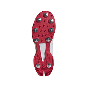 Adidas 22YDS Spike Adult Cricket Shoes: White/Gold/Red