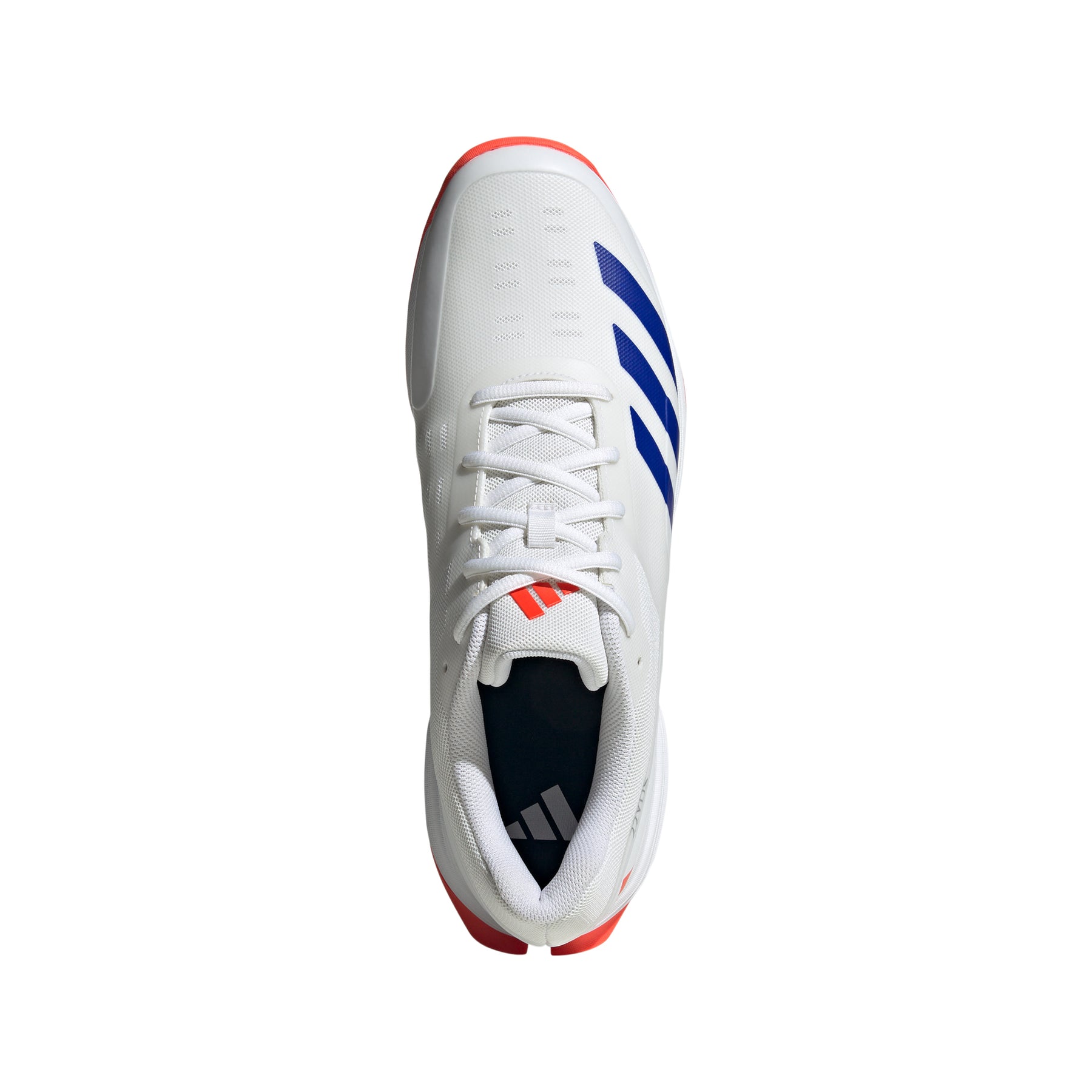 Adidas 22YDS Spike Adult Cricket Shoes 2024: Cloud White/Lucid Blue/Solar Red