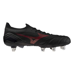 Mizuno Morelia Neo IV Elite Rugby Boots: Black/Morelia Red