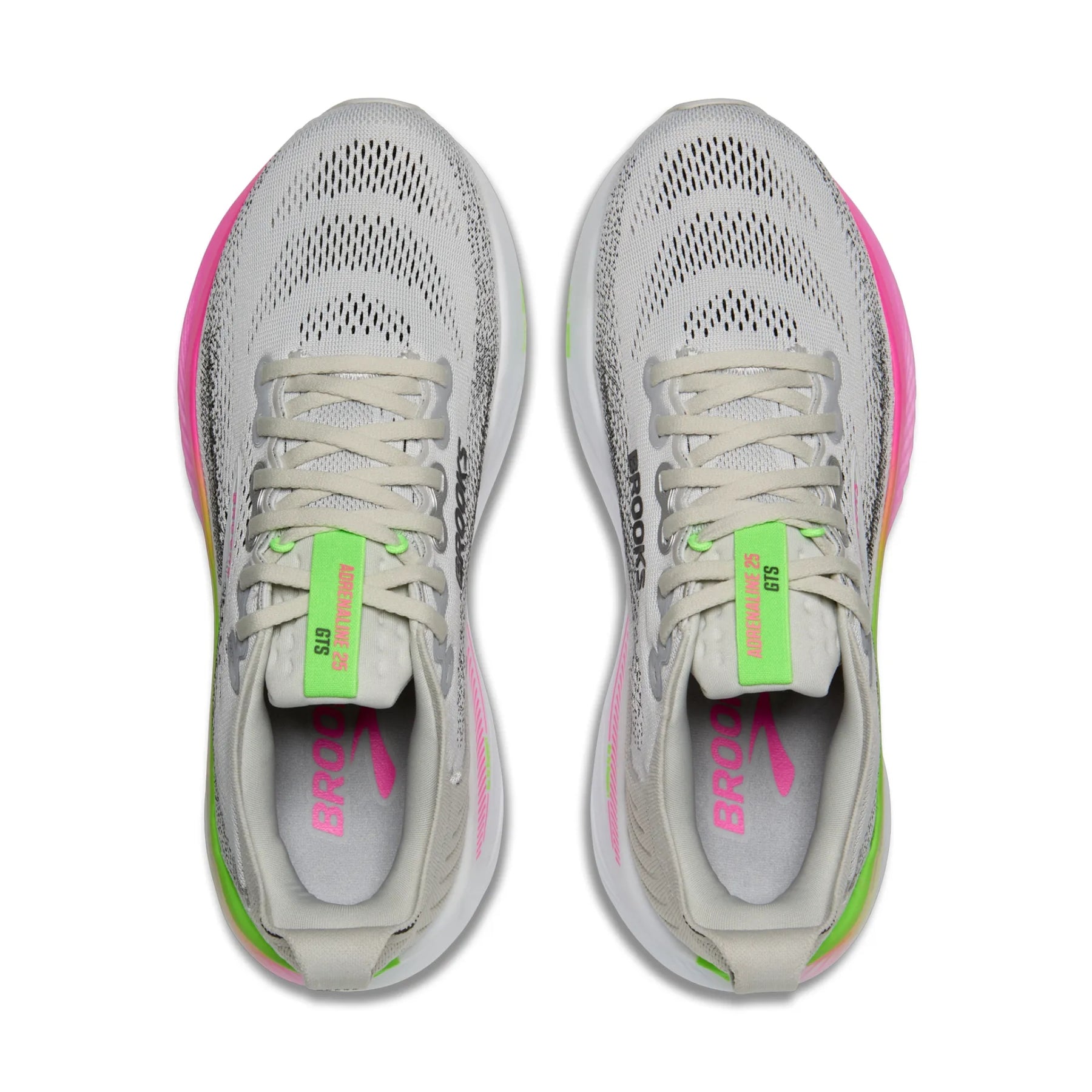 Brooks Adrenaline GTS 25 Womens Running Shoes: Oyster/Pink/Green