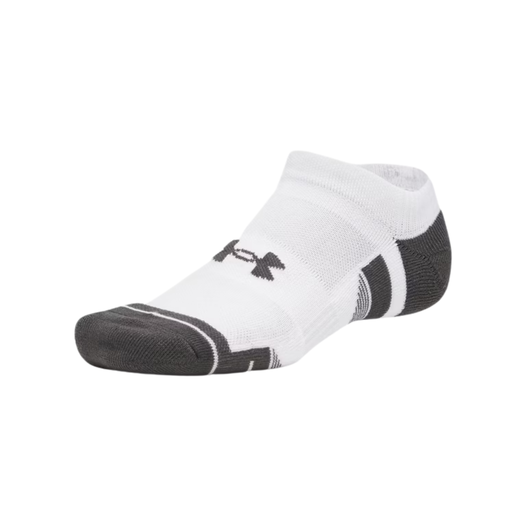 Under Armour Performance No Show Socks 3 Pack: White/Jet Grey
