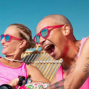Goodr Flamingos On A Booze Cruise  Sunglasses Blue Polarised Lenses: Pink Frame