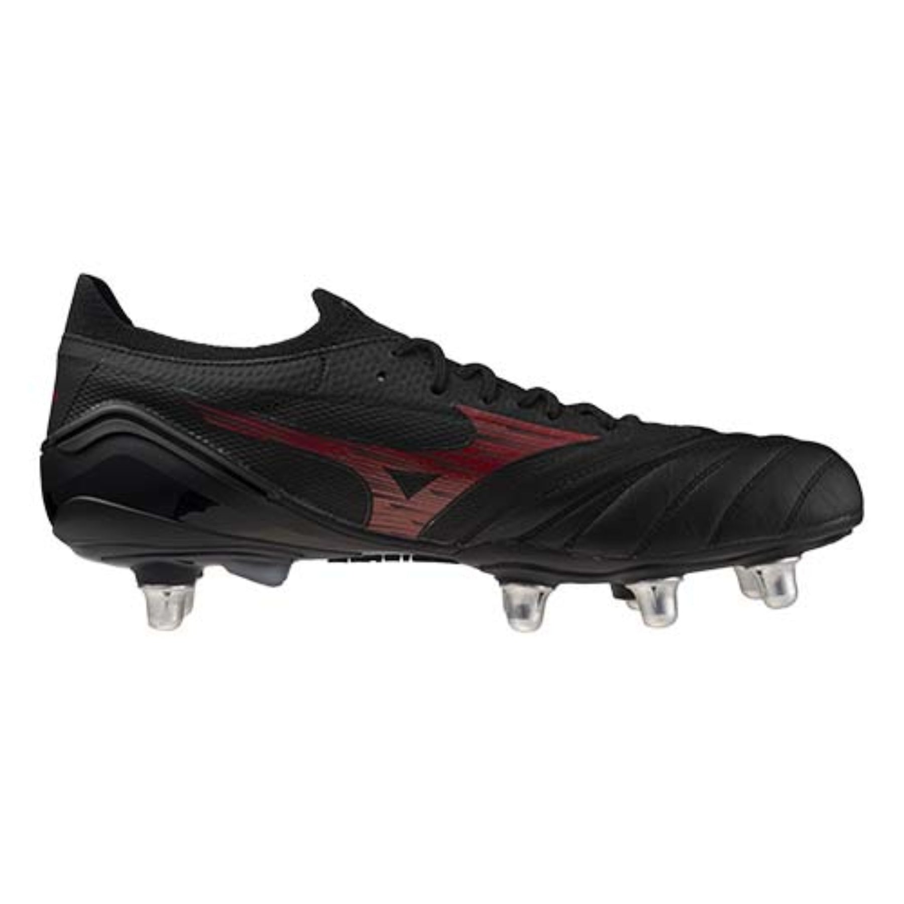 Mizuno Morelia Neo IV Elite Rugby Boots: Black/Morelia Red