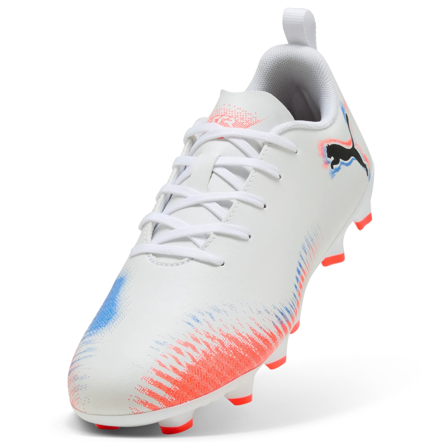 Puma Future 8 Play FG/AG Junior Football Boots: Puma White/Black/Glowing Red