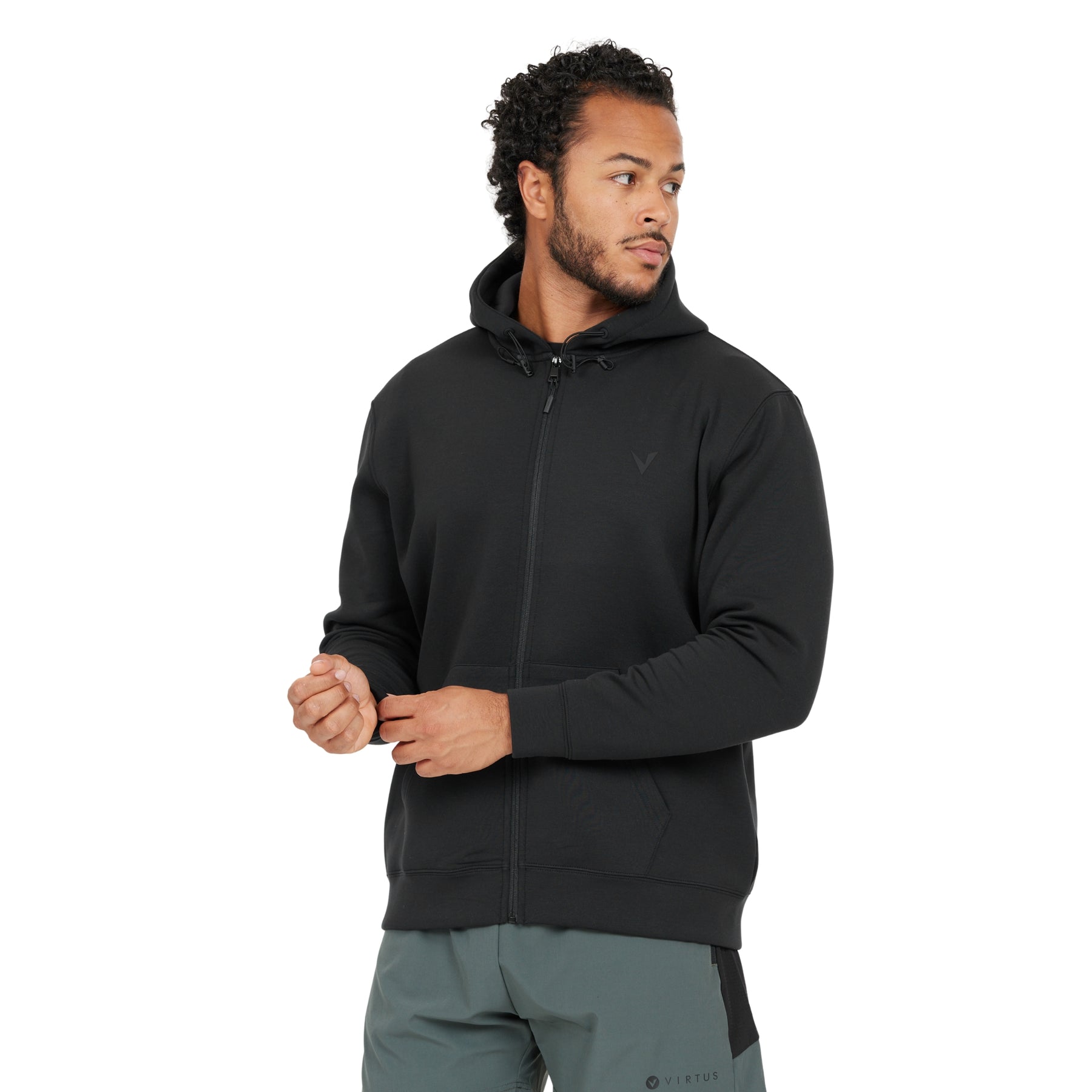 Virtus Taro Technical Full Zip Mens Hoody: Black