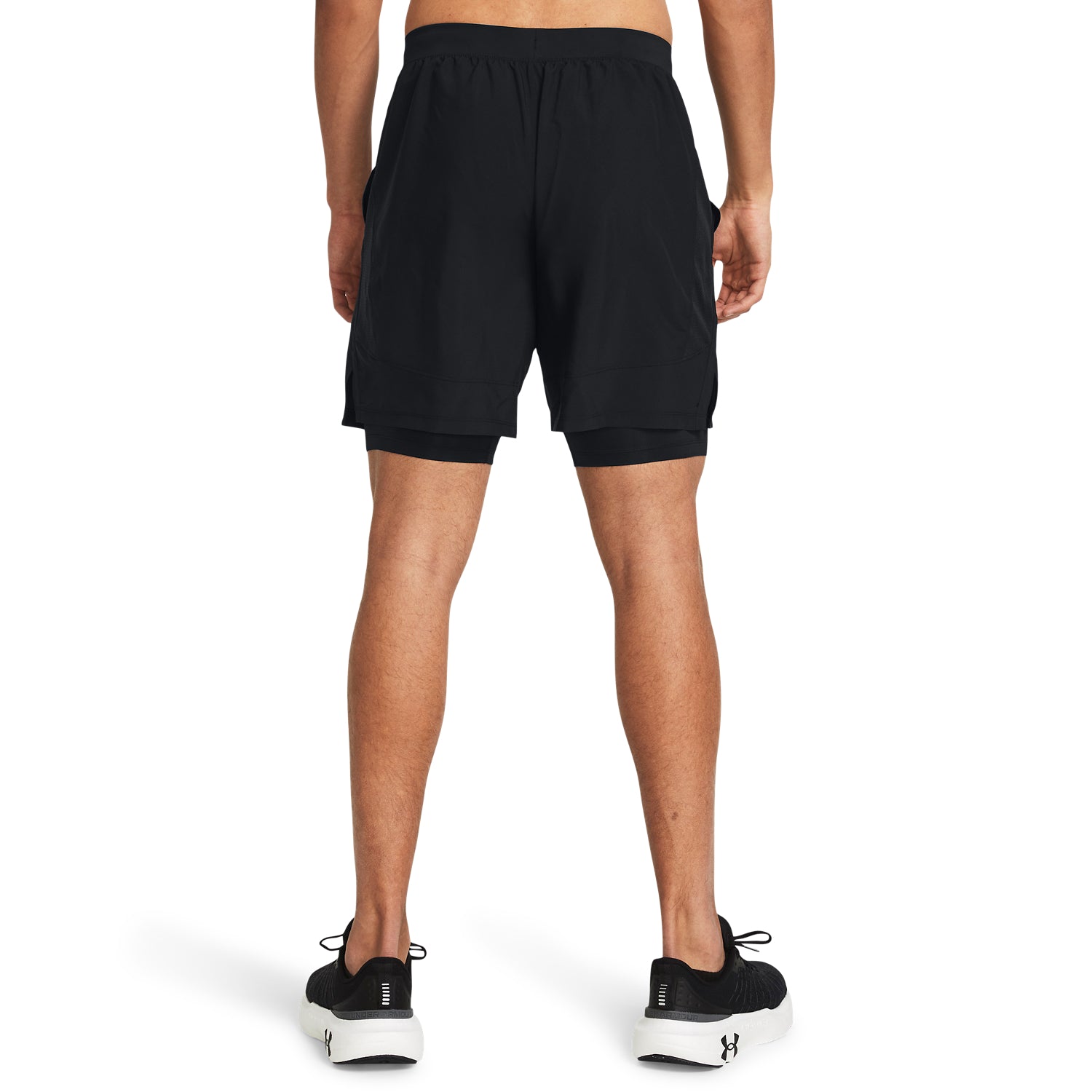Under Armour Mens Launch Run 7inch 2-in-1 Running Shorts: Black/Reflective