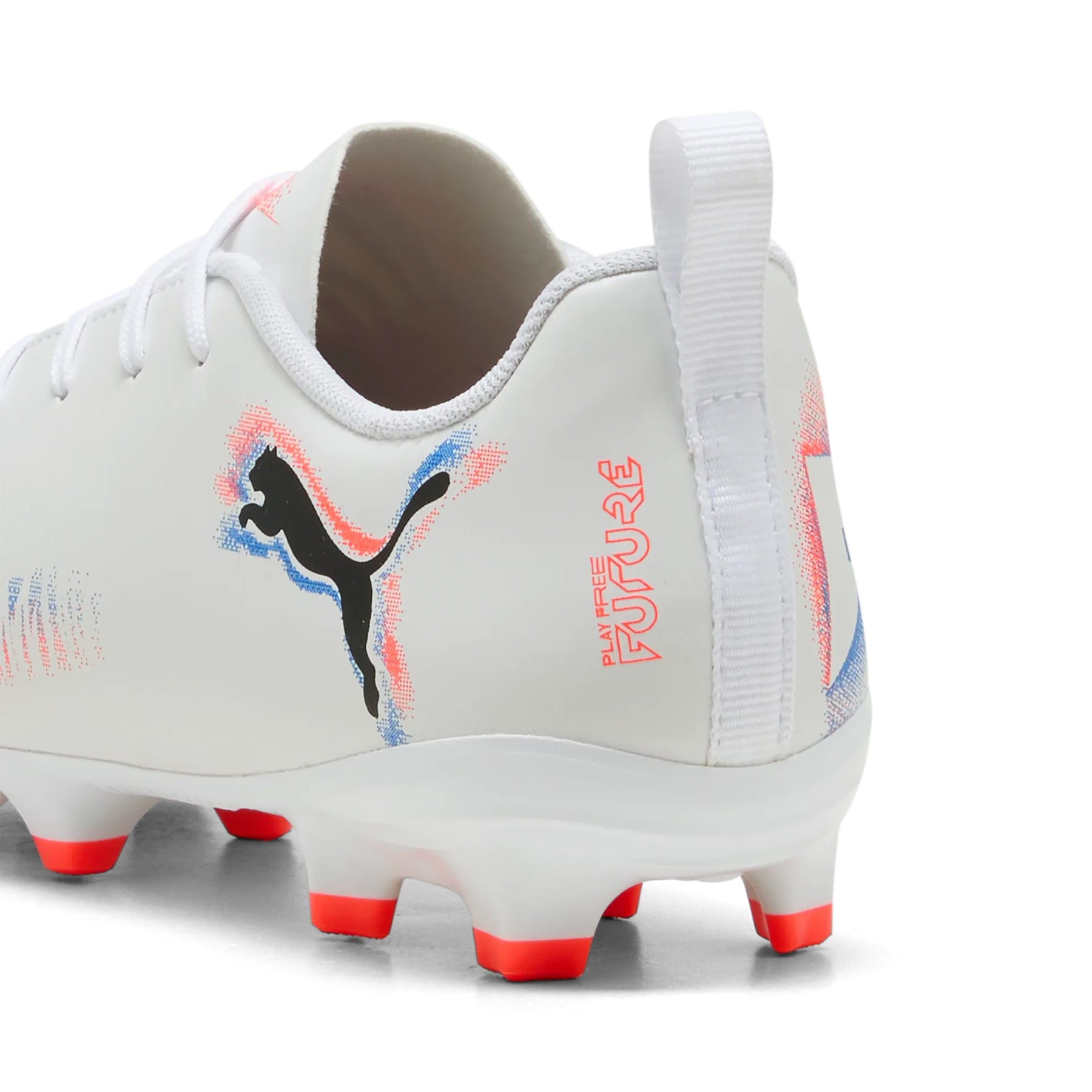 Puma Future 8 Play FG/AG Junior Football Boots: Puma White/Black/Glowing Red
