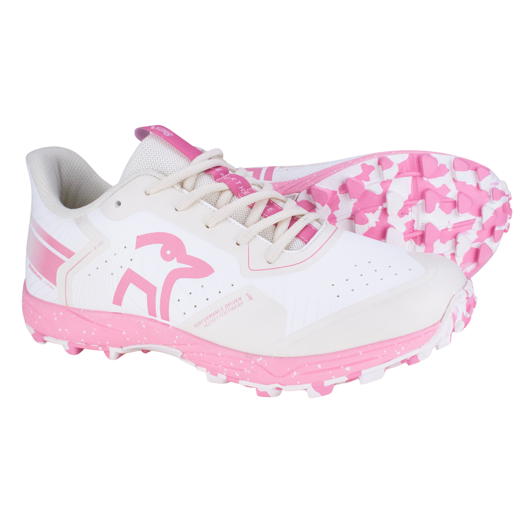 Kookaburra Aurora Hockey Shoes: Bone Salmon Pink
