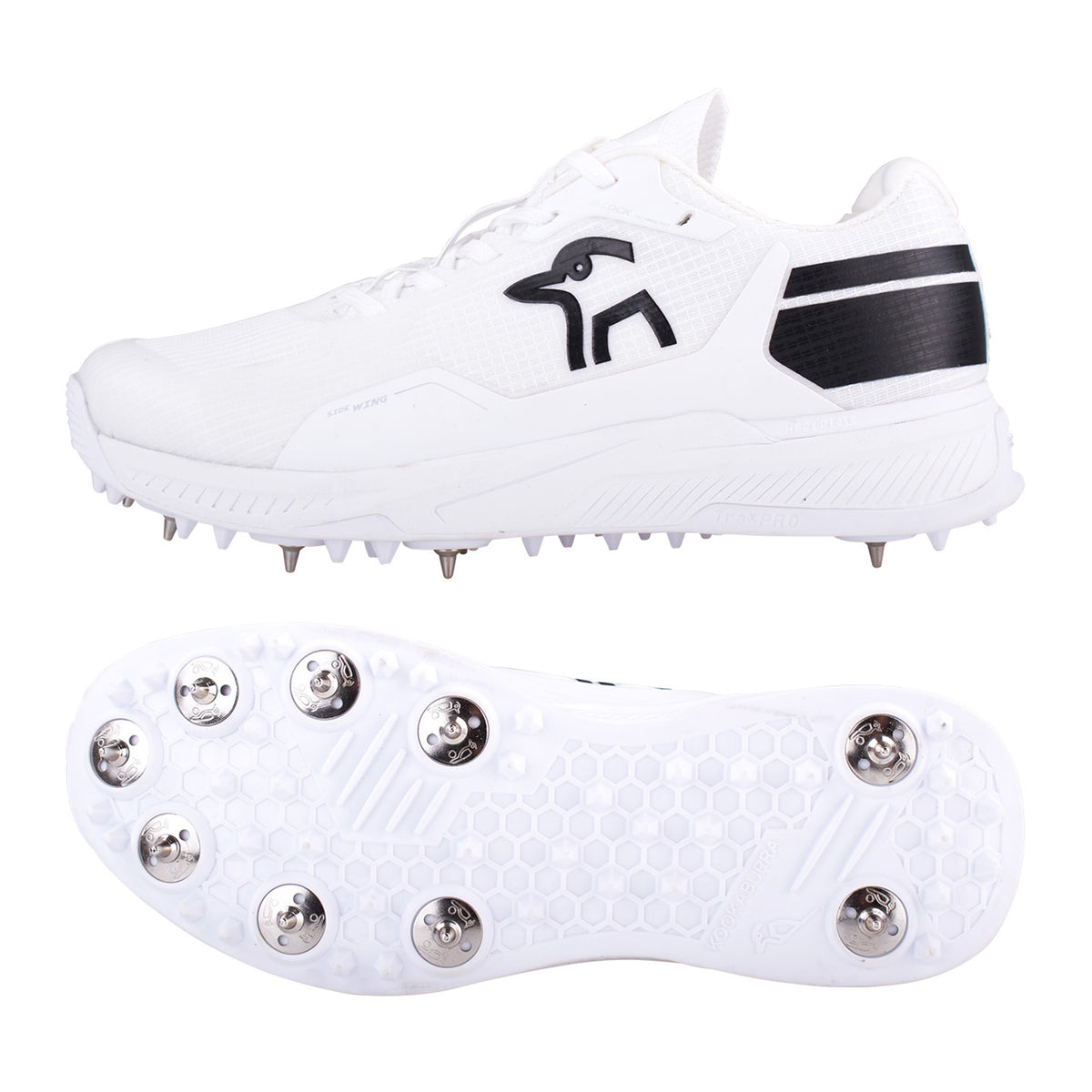 Kookaburra KC Players Spike Cricket Shoes 2024: White/Black