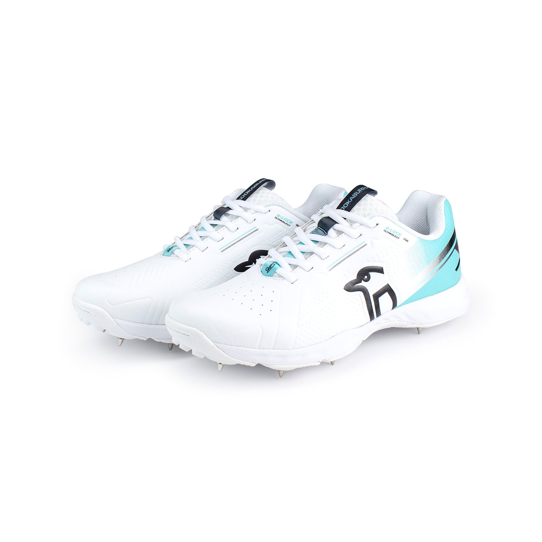Kookaburra KC 3.0 Spike Senior Cricket Shoes 2024: White/Aqua