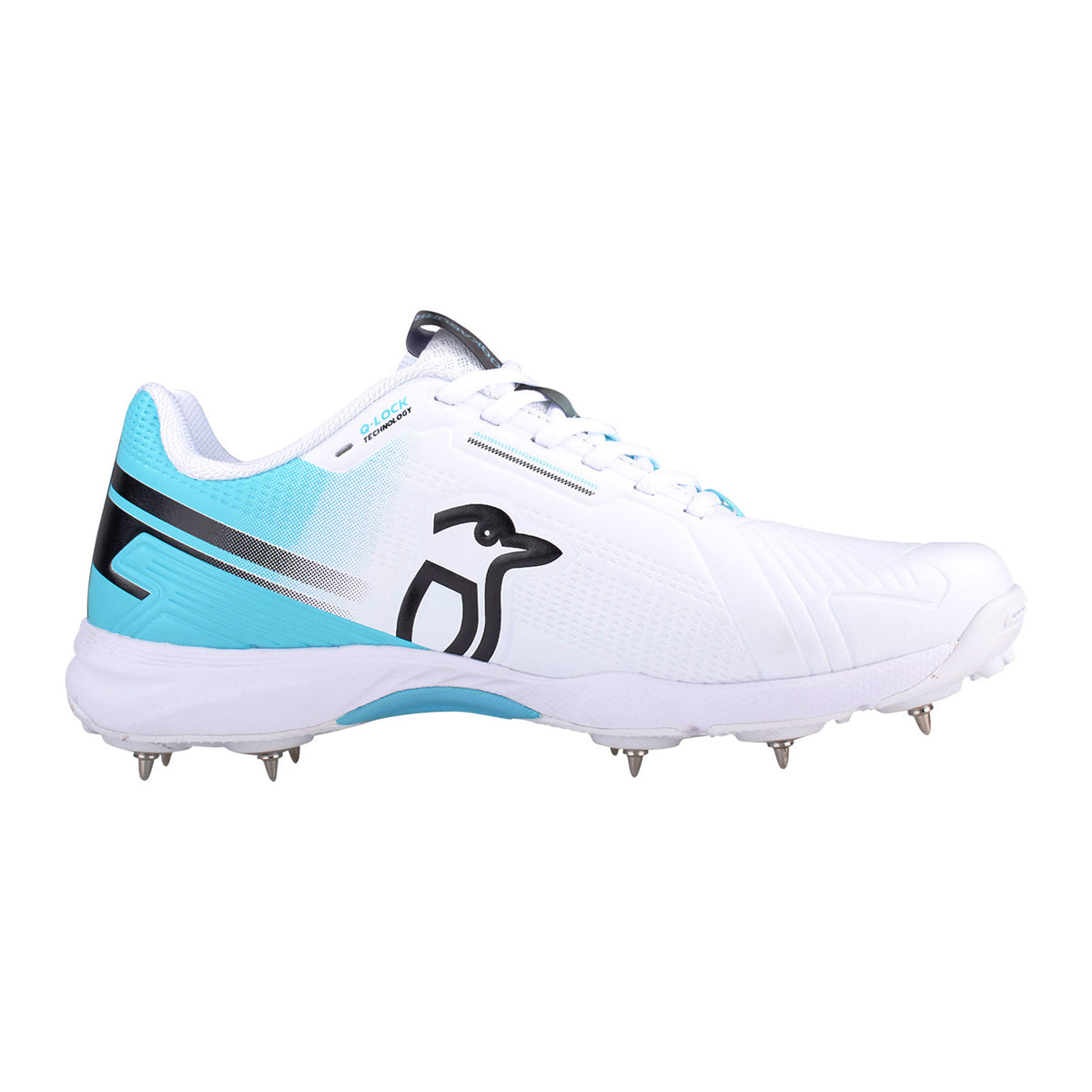 Kookaburra KC 3.0 Spike Senior Cricket Shoes 2024: White/Aqua