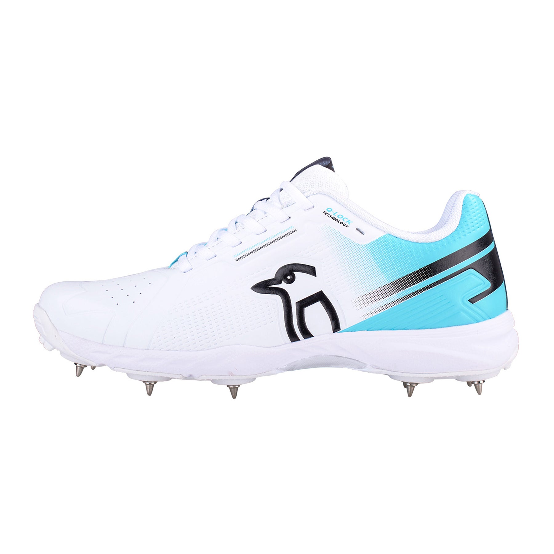 Kookaburra KC 3.0 Spike Senior Cricket Shoes 2024: White/Aqua