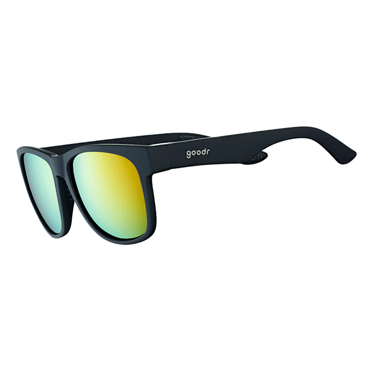 Goodr Bourbon Sunglasses Green Yellow Reflective Polarised Lenses: Black Frame