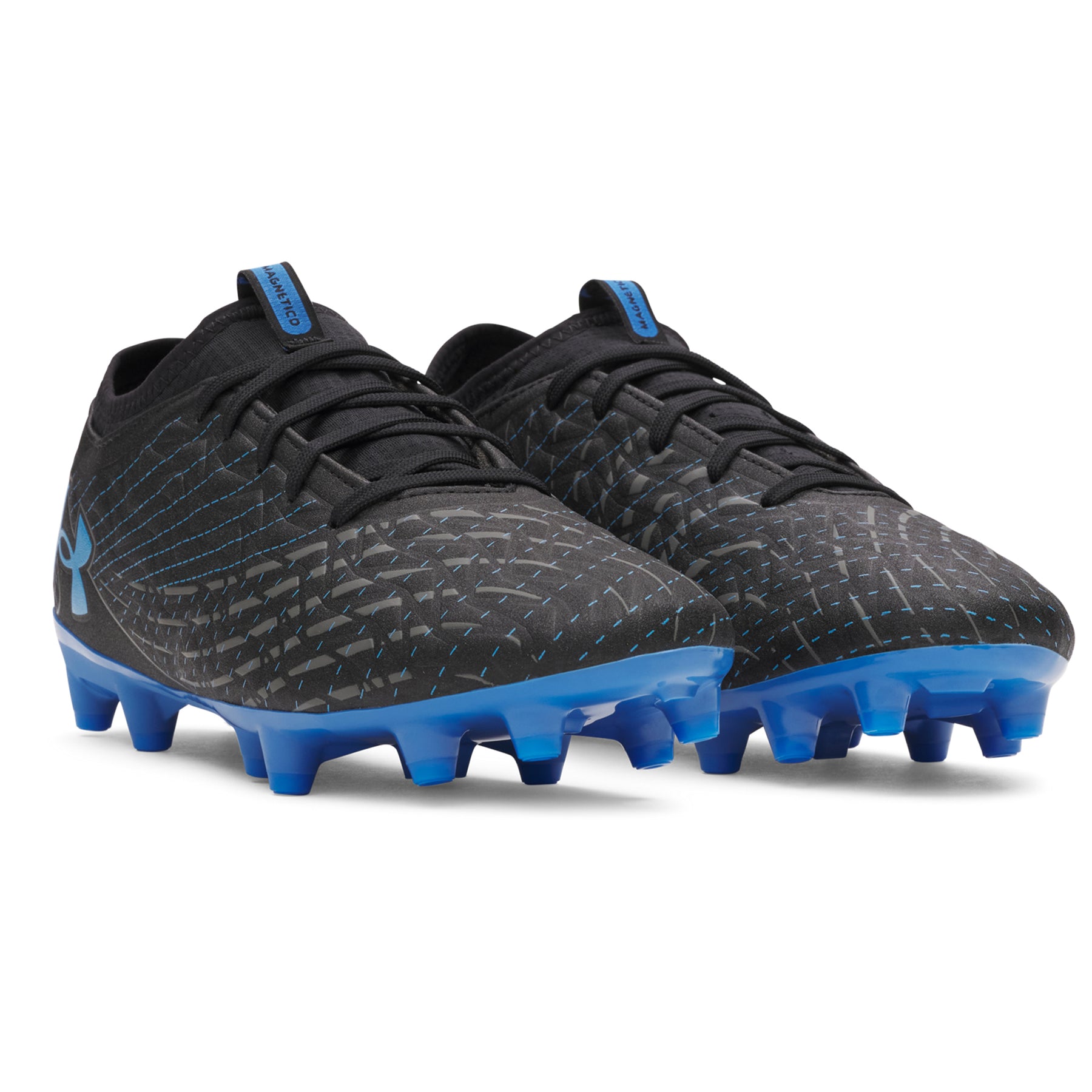 Under Armour Magnetico Select 5 FG Football Shoes: Black/Castlerock/Blue