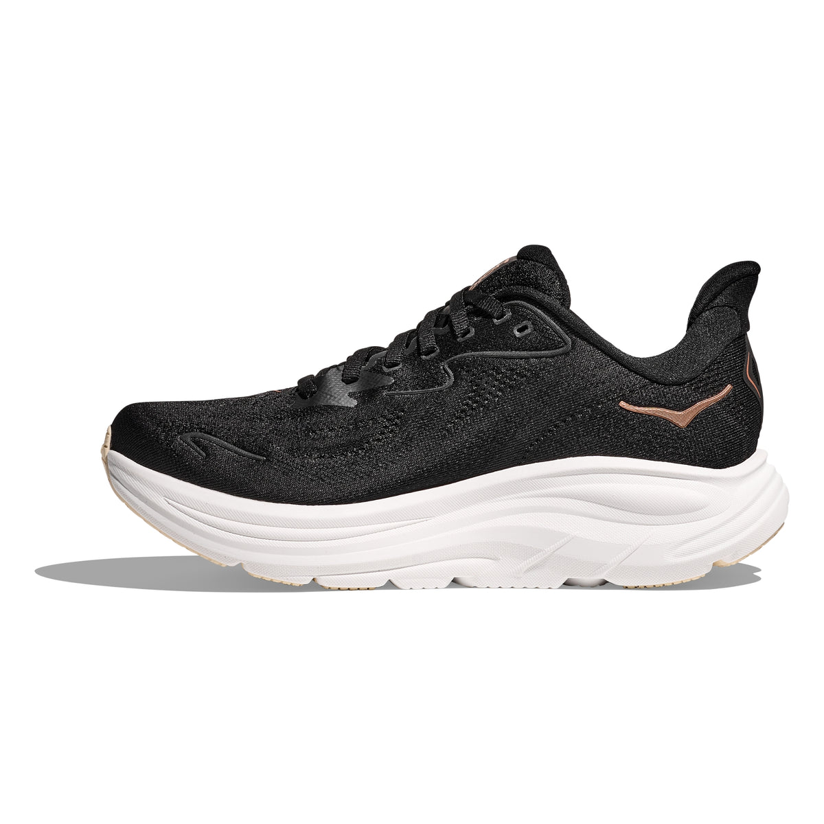 Hoka Clifton 10 Womens Running Shoes: Black/Rose Gold