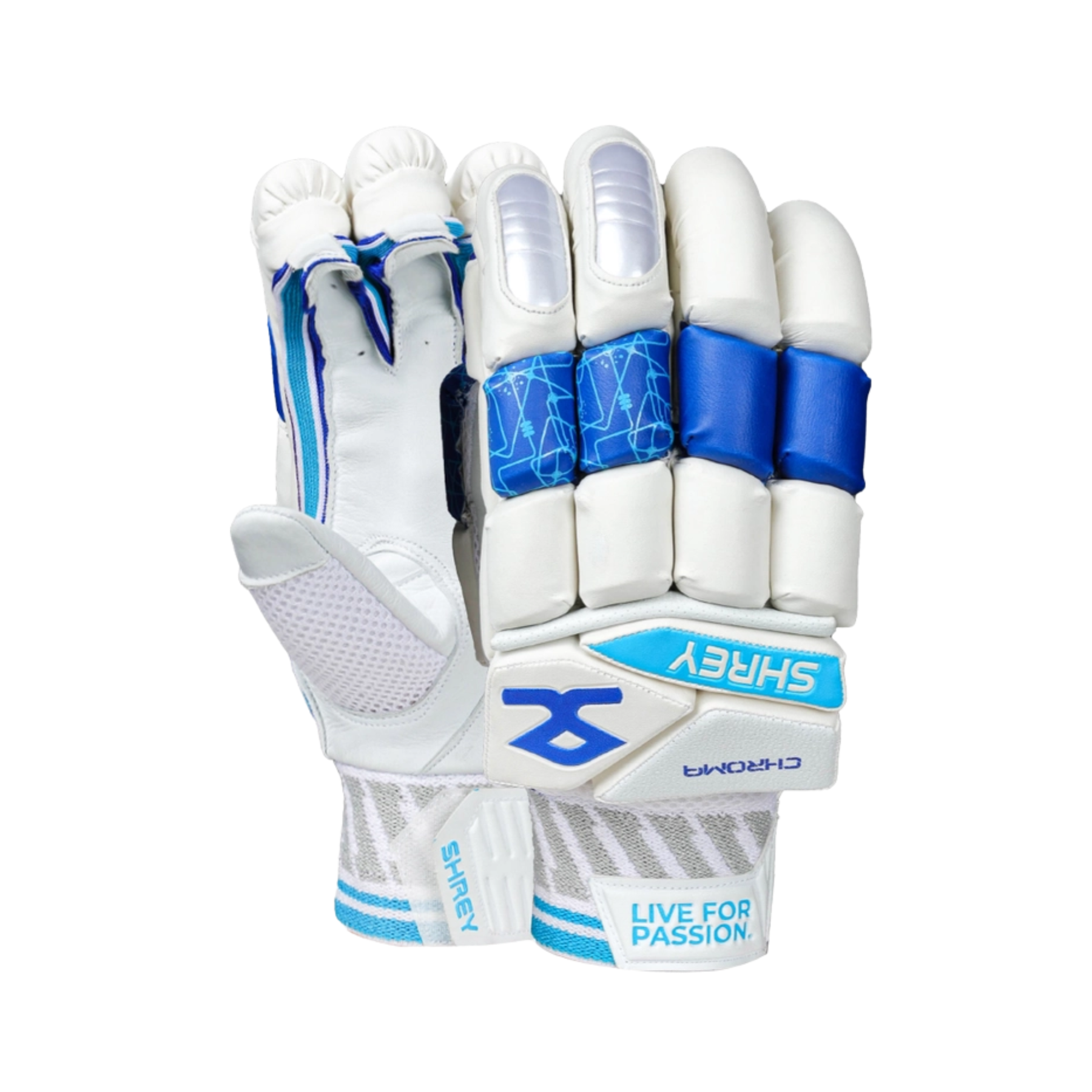 Shrey Chroma Cricket Batting Gloves: Royal Blue/White