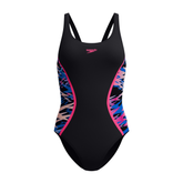 Speedo Women's Hyperboom Splice Muscleback Swimsuit: Anthracite/Pink