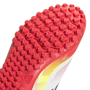 Adidas F50 Club TF Junior Astro Football Boots: White/Black/Yellow