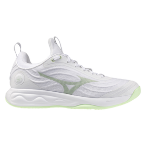 Mizuno Wave Luminous Elite Netball Shoes: White/Aqua Grey/Ambrosia