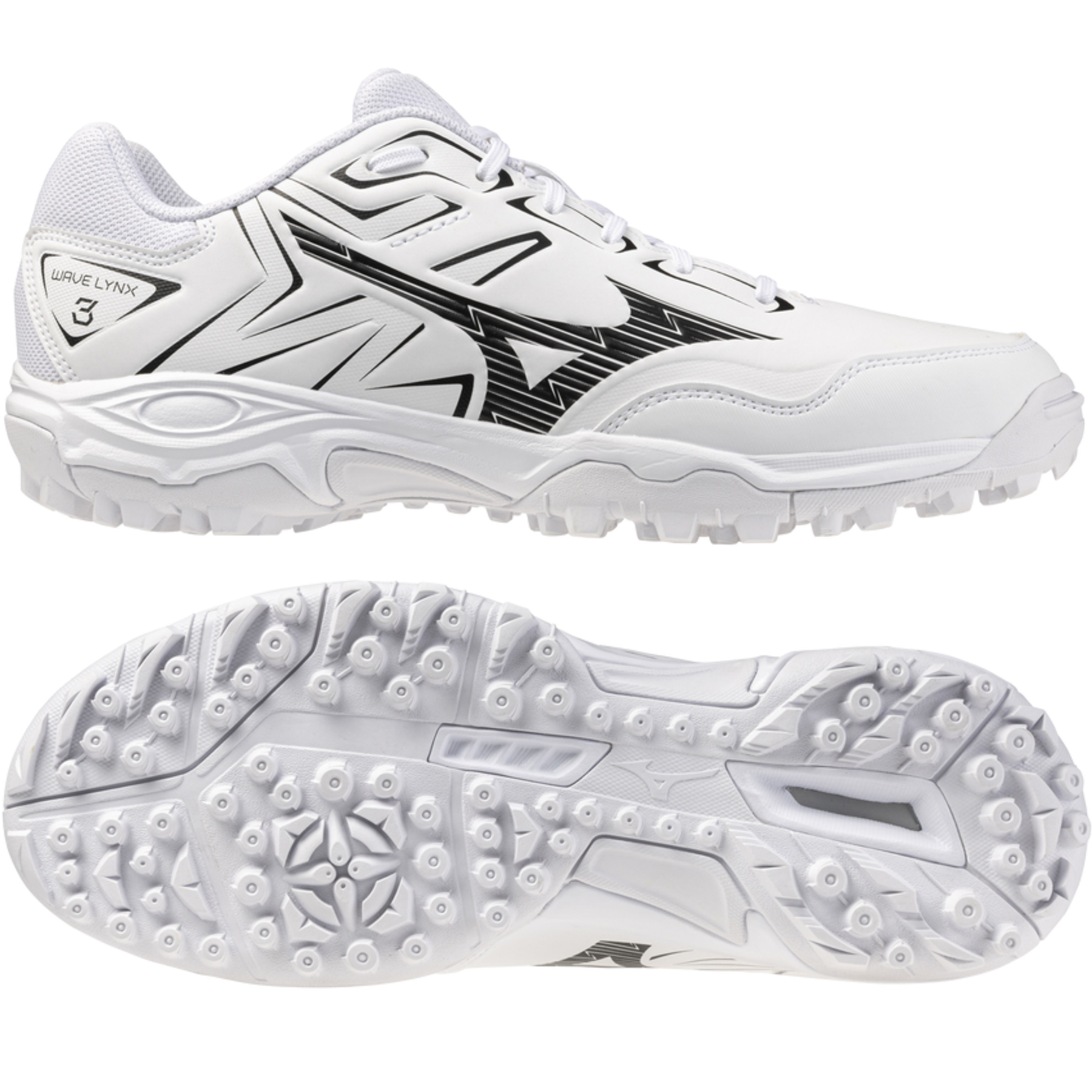 Mizuno Wave Lynx 3 Astro Hockey Shoes: White/Black