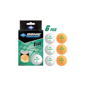 1-Star Elite Poly 40+ Box of 6 Table Tennis Balls: White/Yellow