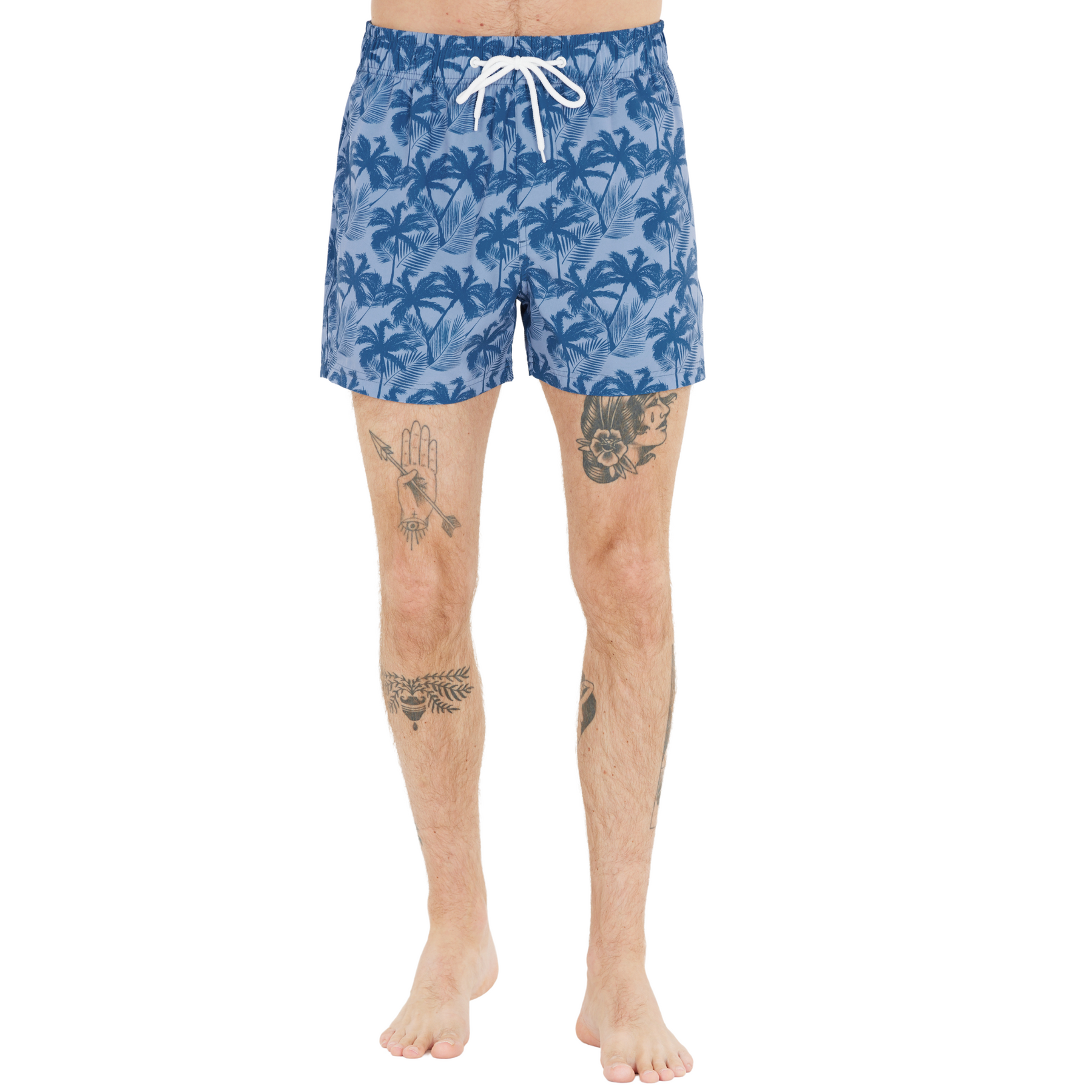Cruz Werner Mens Beach Boardshorts: Blue Palm Tree