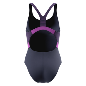 Speedo Women's Quantum Rib Splice Swimsuit: Peacoat/Neon Jelly