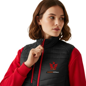 Phoenix Netball Hybrid Bodywarmer: Black/Red