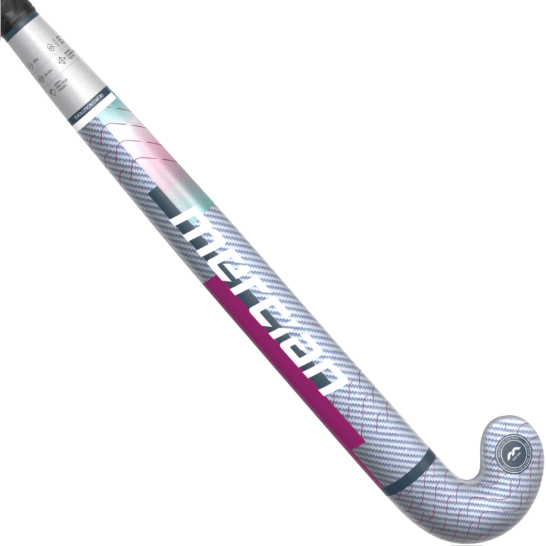 Mercian Evolution CKF35 Pro Hockey Stick: Silver Carbon/Purple