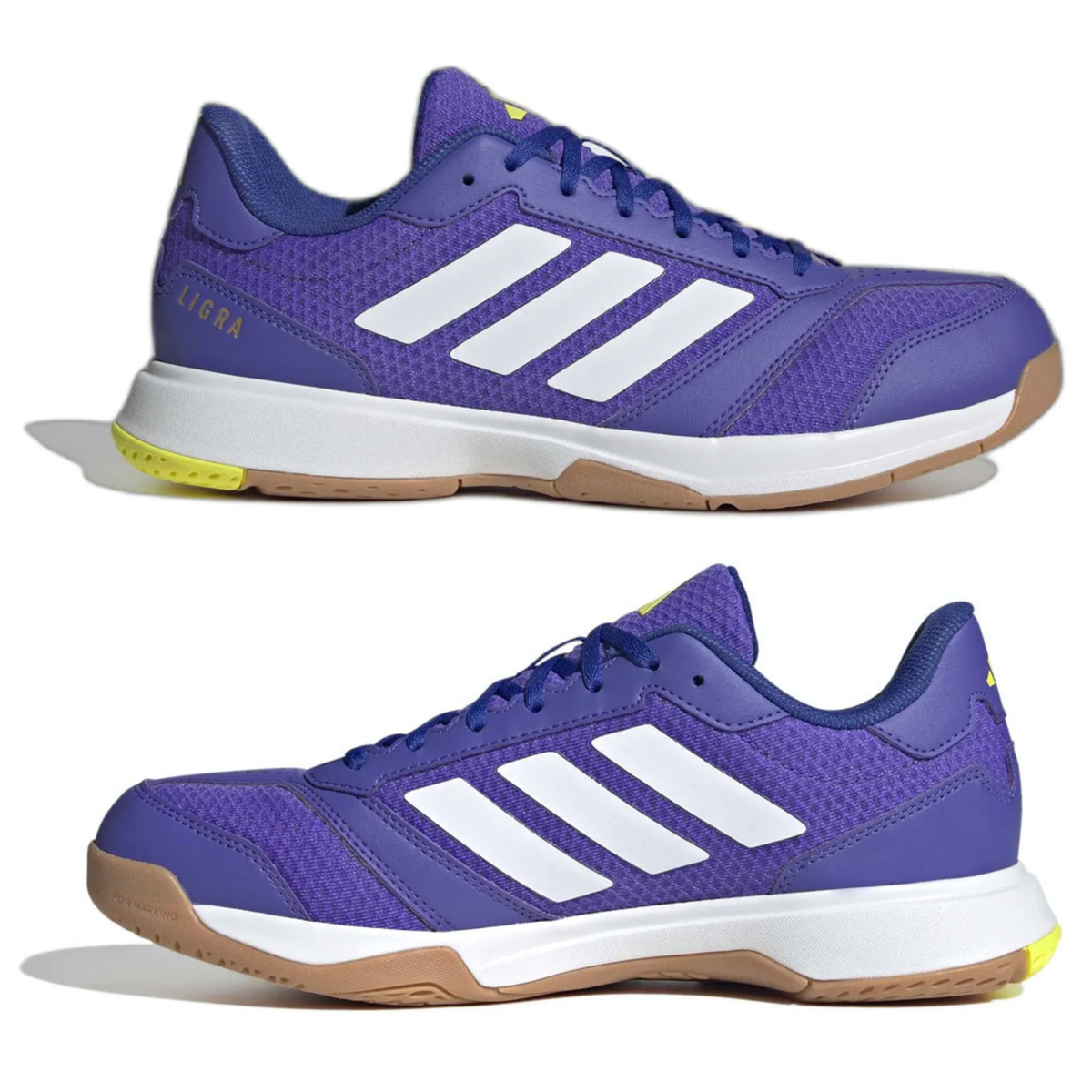 Adidas Mens Ligra 8 Indoor Court Shoes: Solar/Purple
