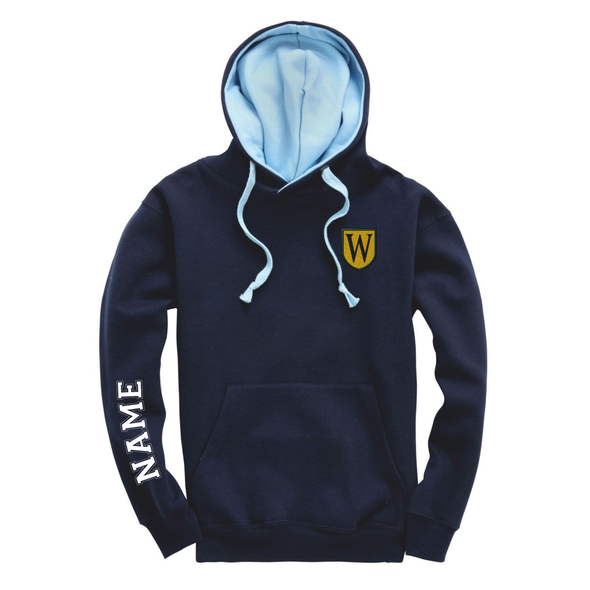Waverley School Leavers Hoodie: Navy/Sky