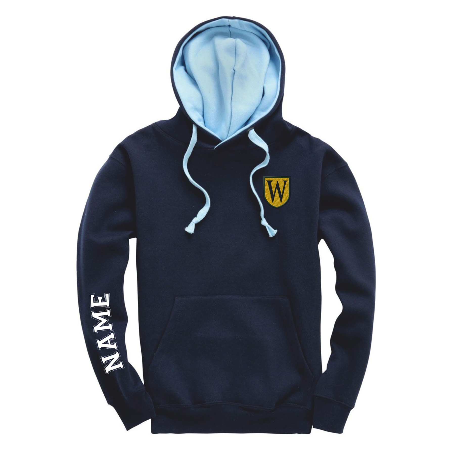 Waverley School Leavers Hoodie: Navy/Sky