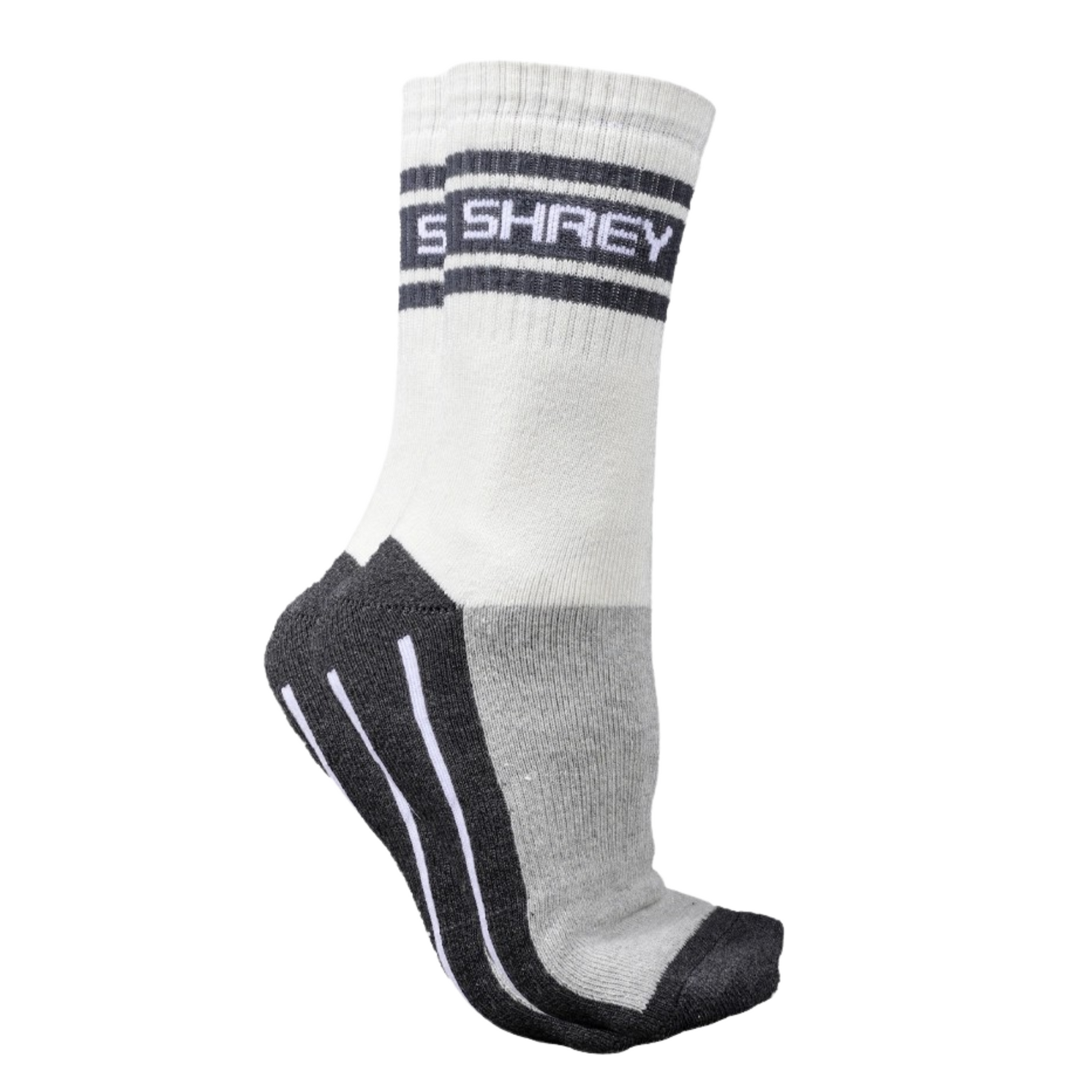 Shrey Elite Double Layer Socks (Pack of Two): Grey/White