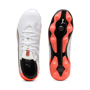 Puma King Match FG/AG Football Boots: Puma White/Silver/Glowing Red