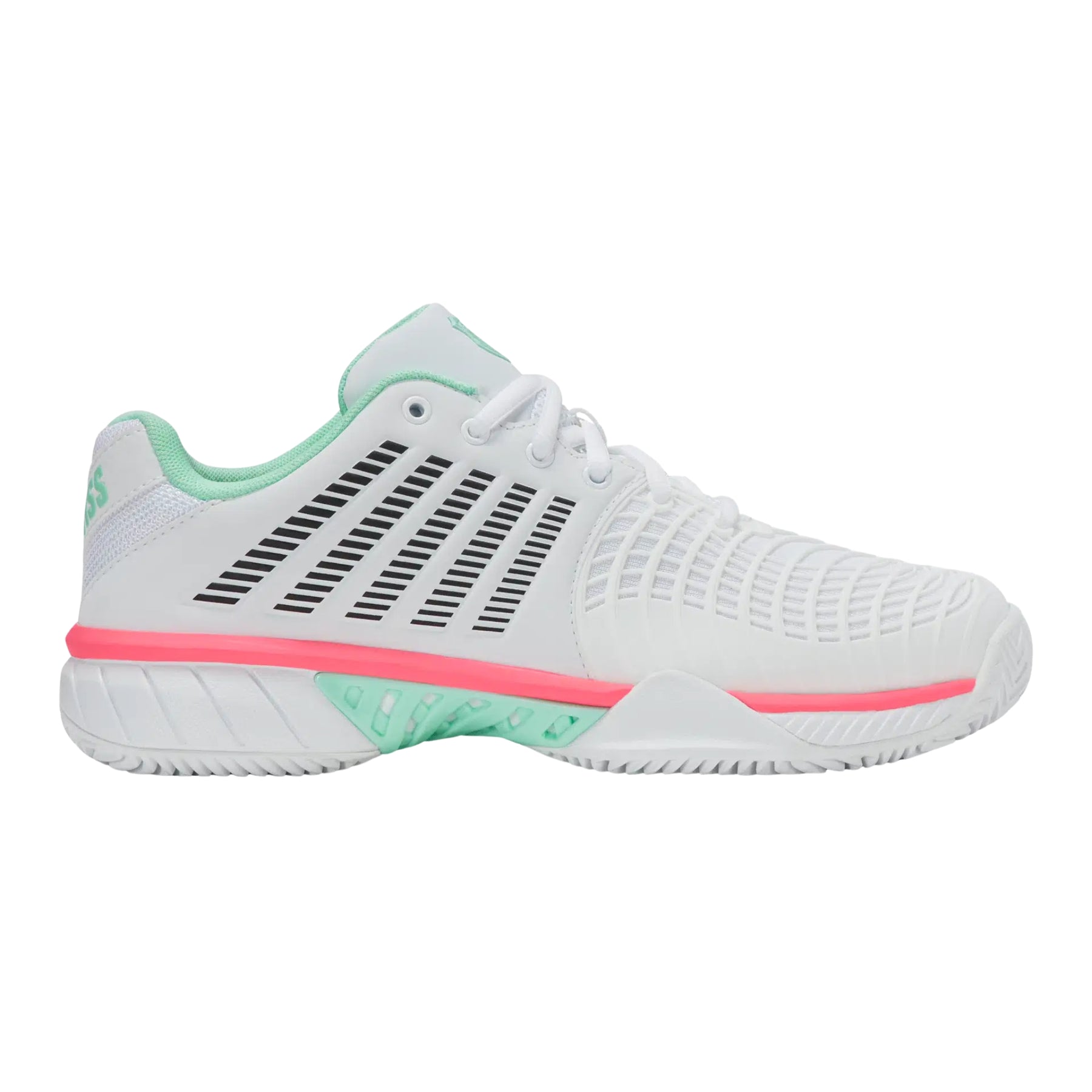 K Swiss Express Light 3 Clay Womens Tennis Shoes: White/Mint/Pastel Pink