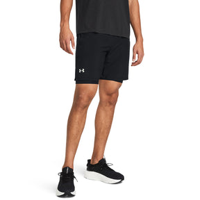 Under Armour Mens Launch Run 7inch 2-in-1 Running Shorts: Black/Reflective
