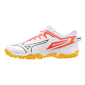 Mizuno Wave Lynx 2 Astro Hockey Shoes: White/Fiery Coral/Citrus