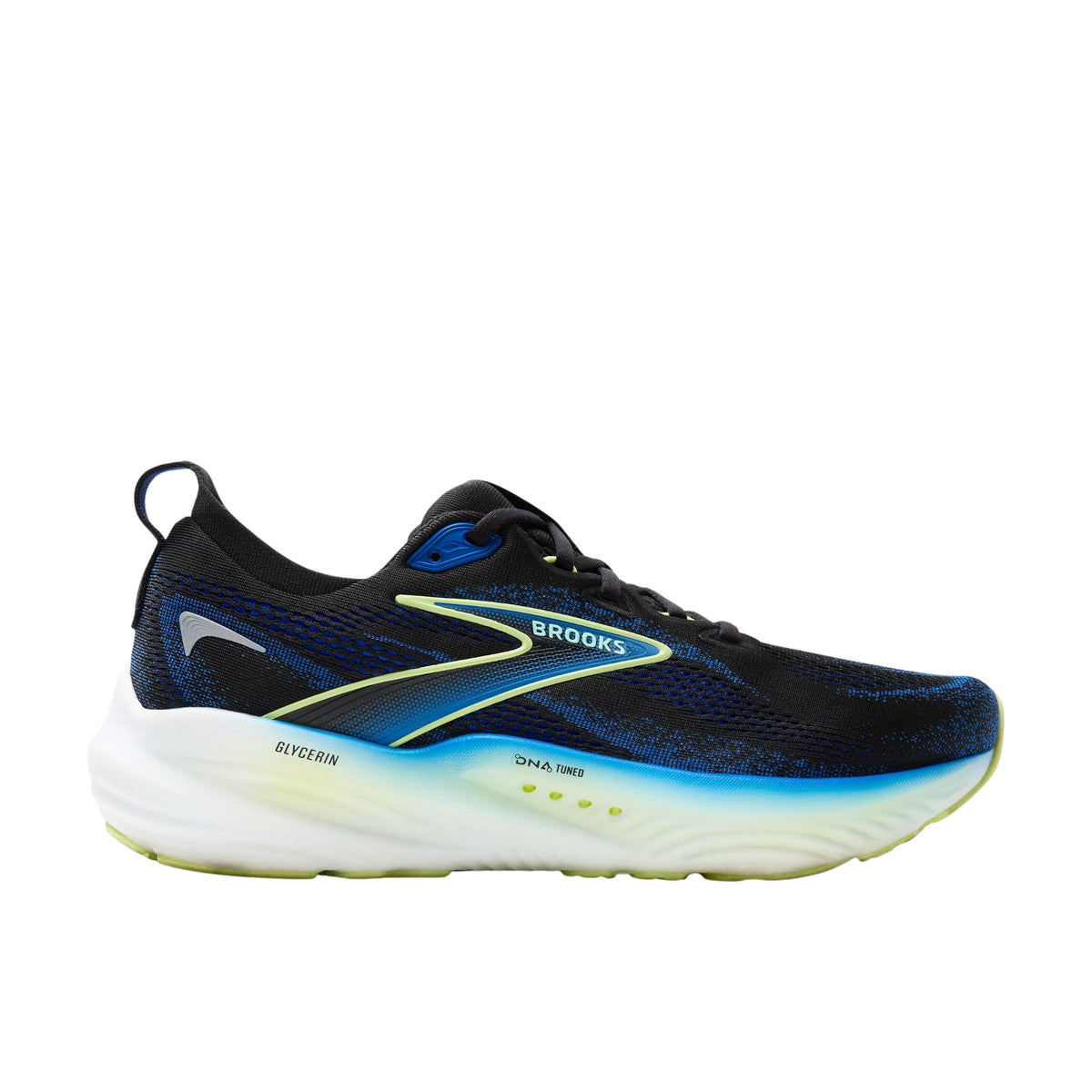 Brooks Glycerin 22 Mens Running Shoes: Black/Cobalt/Neo Yellow