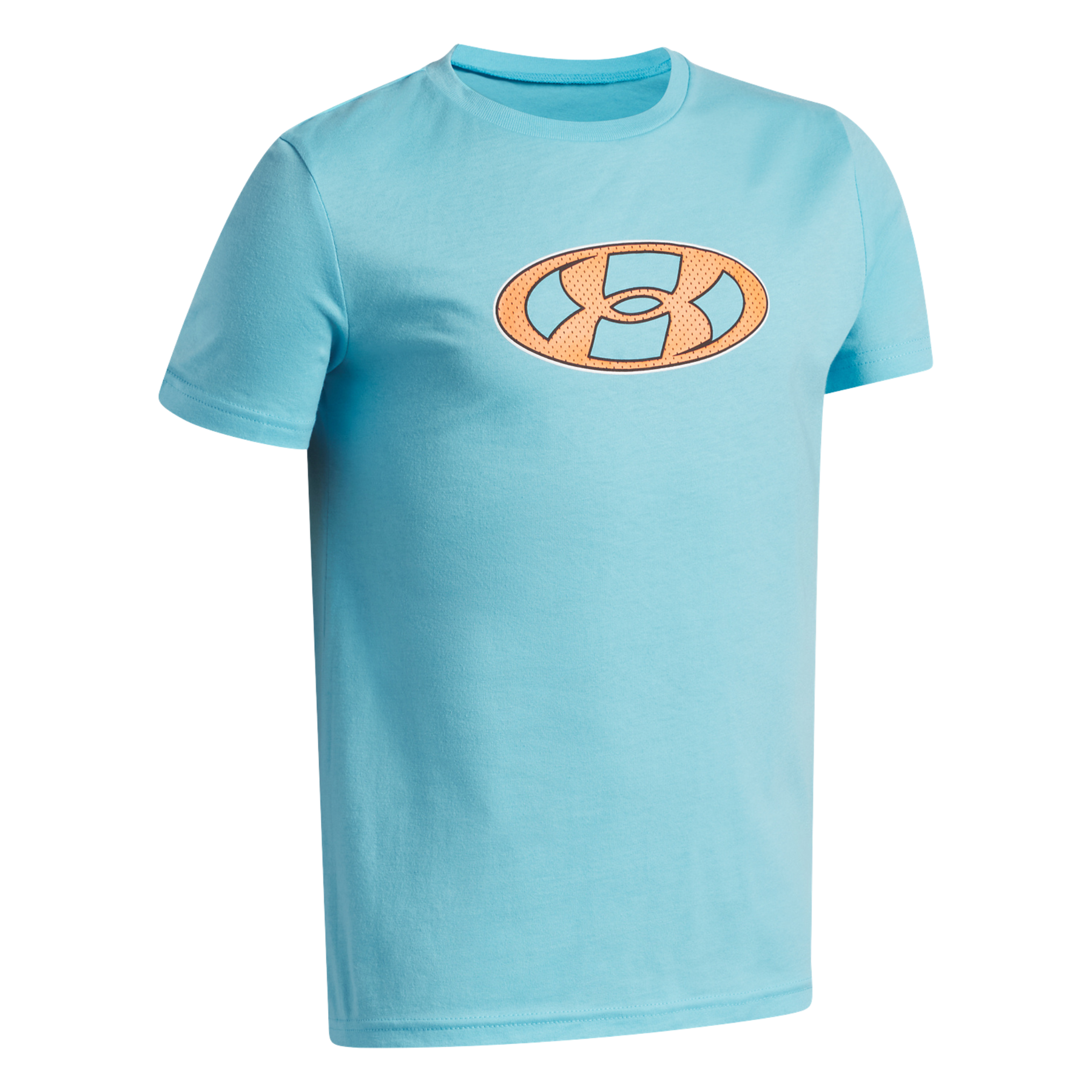 Under Armour Mesh Lockertag Junior SS Tee: Frescho Blue/Outrageous Orange