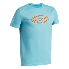 Under Armour Mesh Lockertag Junior SS Tee: Frescho Blue/Outrageous Orange