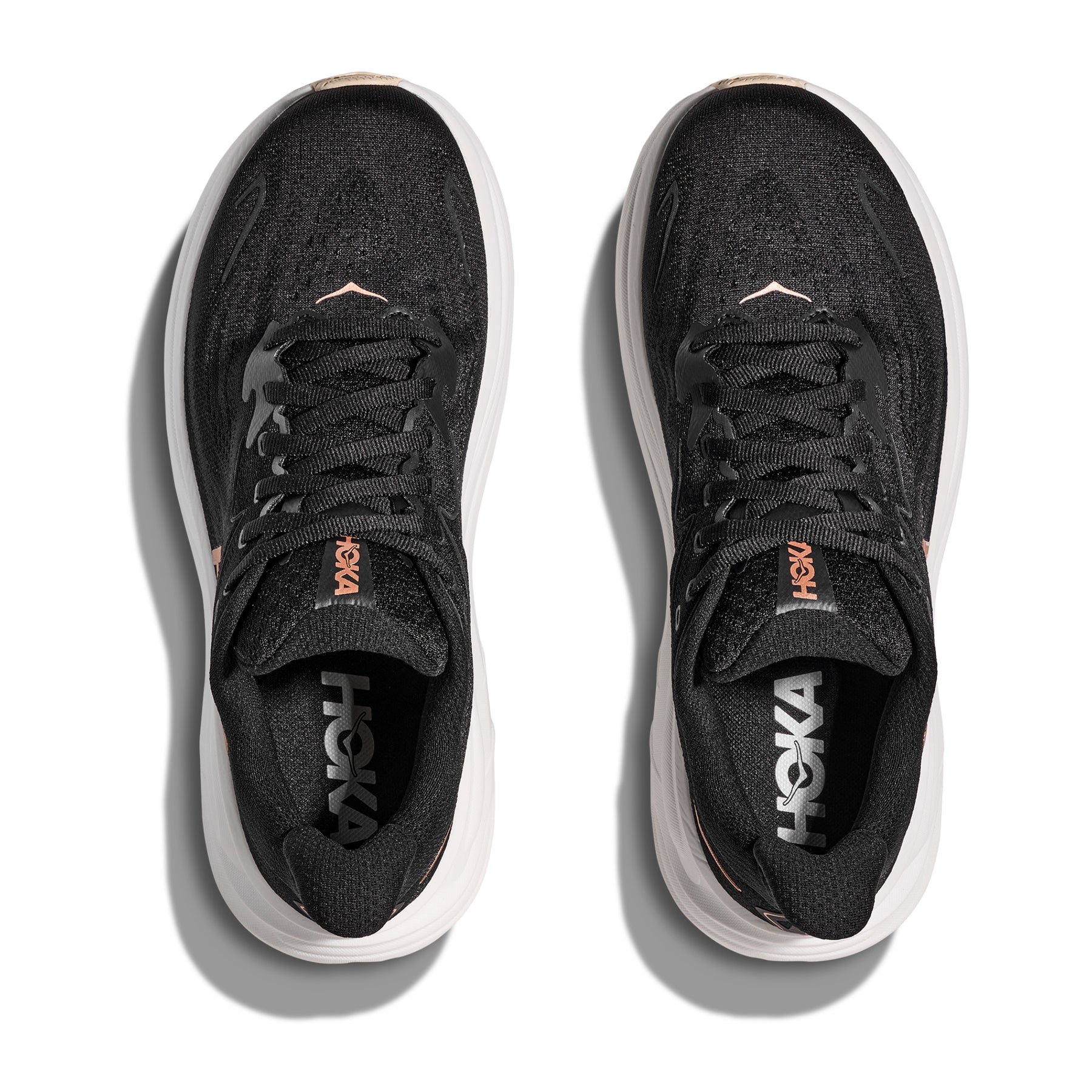 Hoka Clifton 10 Women's Running Shoes: Black/Rose Gold