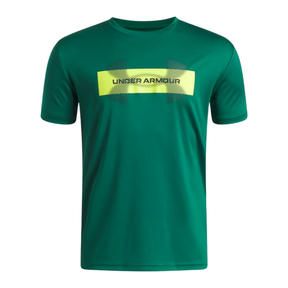Under Armour Tech Graphic Junior SS Tee: Campus Ivy/Green Citrine/Black