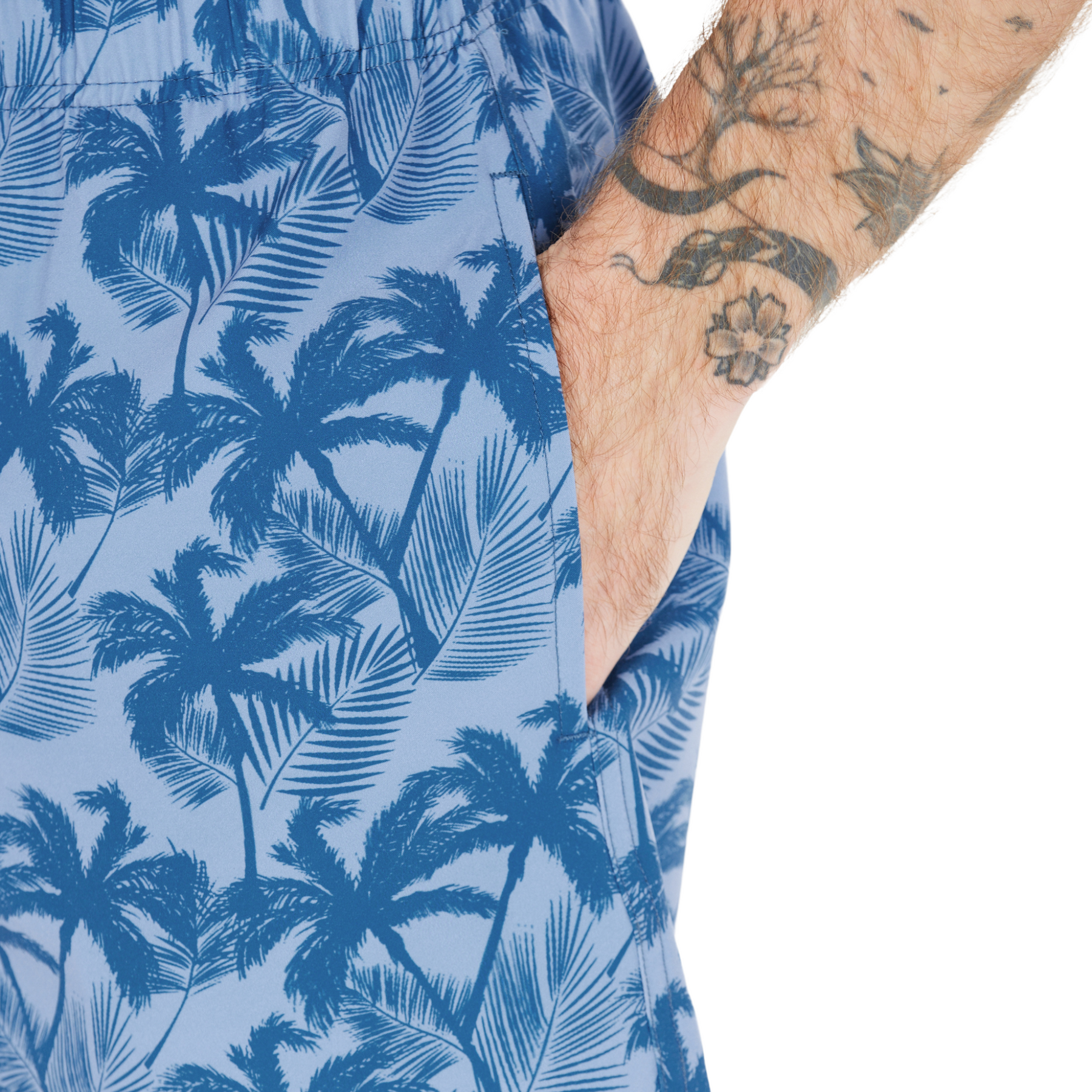 Cruz Werner Mens Beach Boardshorts: Blue Palm Tree