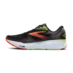 Brooks Ghost 16 Men's Running Shoes: Black/Mandarin Red/Green