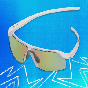 Goodr Aqua Shock Sunglasses Blue Reflective Polarised Lenses: White Frame