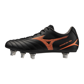 Mizuno Monarcida Neo III Rugby Boots: Black/Lava Orange