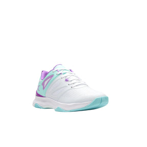 Gilbert Impact Womens Netball Shoes: White/Aqua/Purple